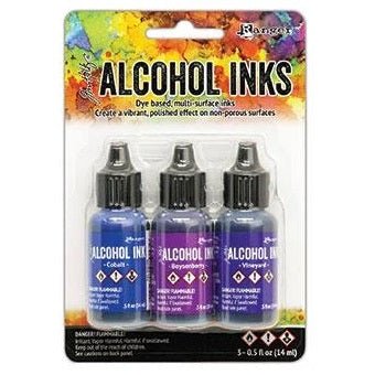 Tim Holtz Alcohol Ink Set of 3 - Indigo/Violet Spectrum - merriartist.com