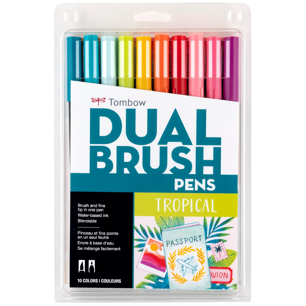 Tombow Dual Brush Marker Set of 10 -Ã‚Â Tropical Colors - merriartist.com