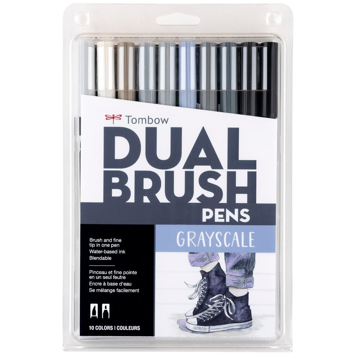Tombow Dual Brush Marker Set of 10 - Gray Scale - merriartist.com