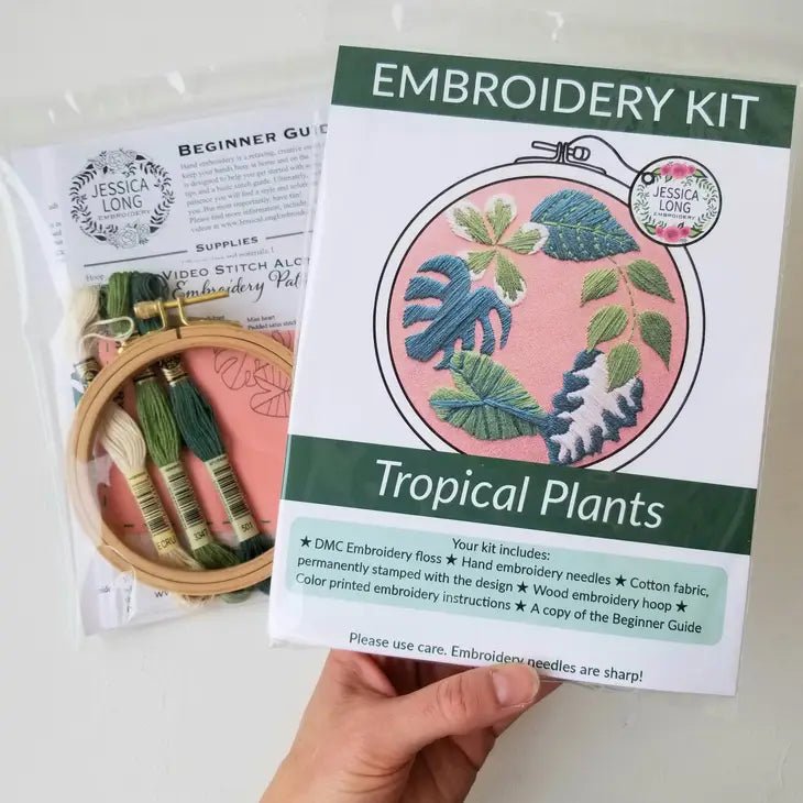 Tropical Plants Beginner Hand Embroidery Kit - merriartist.com