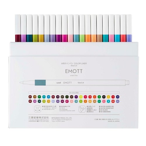 Uni Emott Ever Fine Pen 0.4mm - 40 Pen Complete Set - merriartist.com