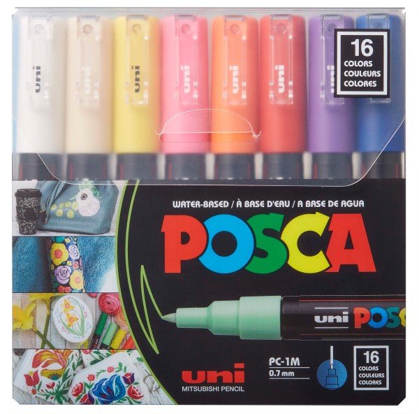 uni POSCA Acrylic Paint Marker - PC-1M Fine - 16 Color Set - merriartist.com