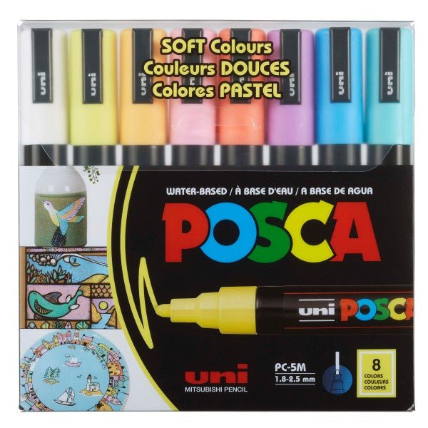 uni POSCA Acrylic Paint Marker - PC-5M Medium - 8 Soft Colors Set - merriartist.com