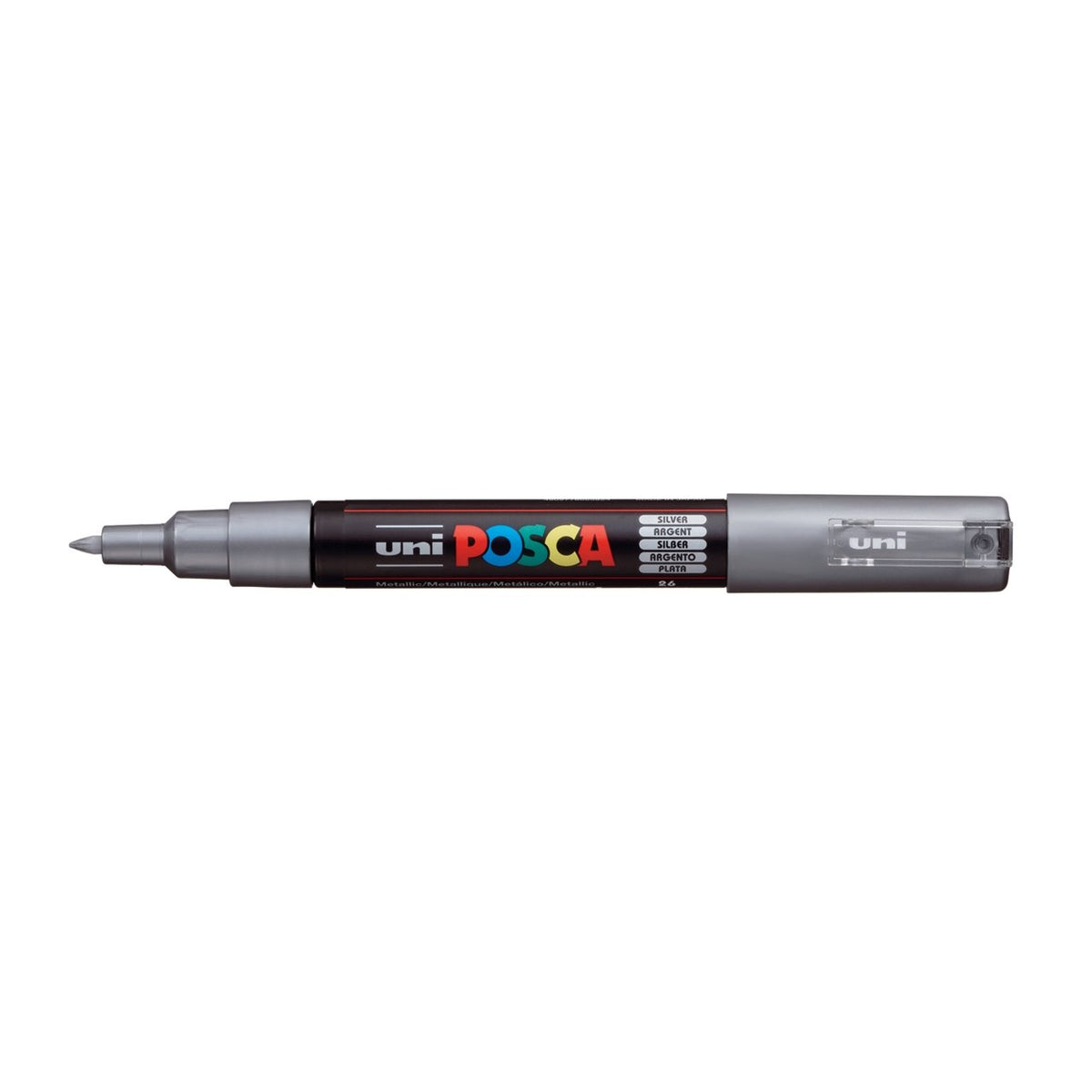 uni POSCA Paint Marker PC-1M Extra Fine Tapered Bullet Tip - Metallic Silver - merriartist.com