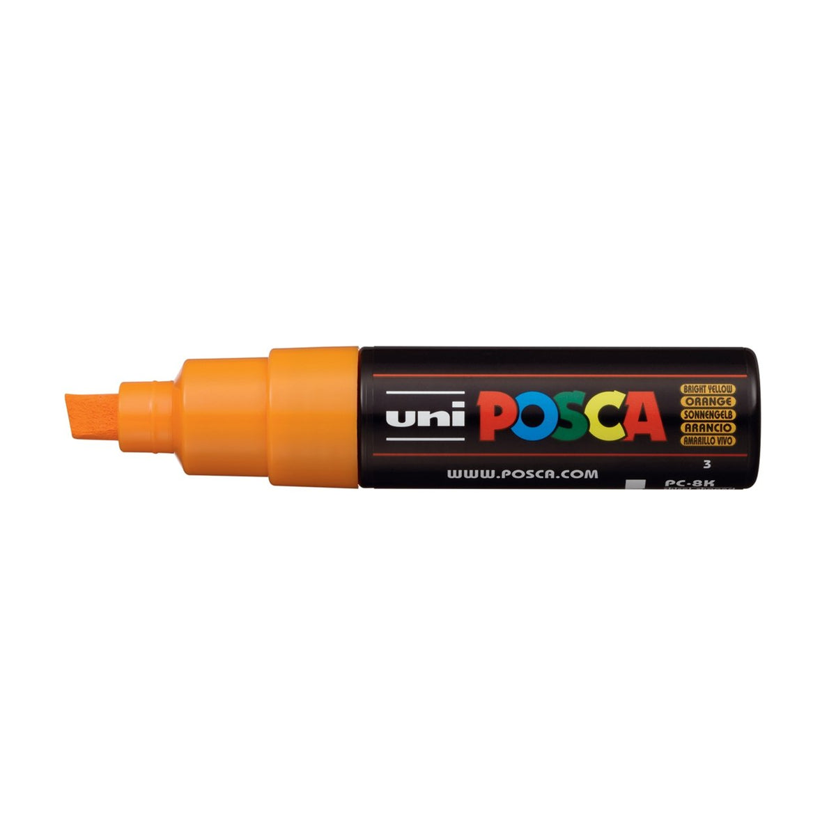 uni POSCA Paint Marker PC-8K Broad Chisel Tip - Bright Yellow (Orange) - merriartist.com