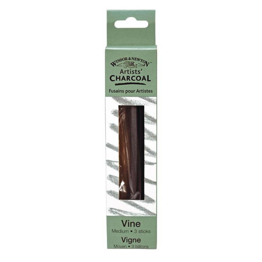 Winsor & Newton Vine Charcoal - Medium Hardenss - Box of 3 sticks - merriartist.com