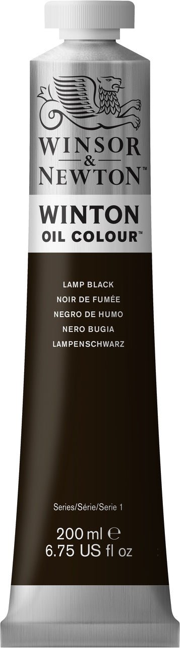 Winsor & Newton Winton Oil Paint - Lamp Black 200 ml - merriartist.com
