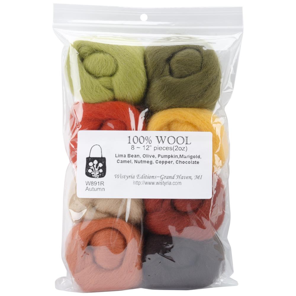 Wistyria Editions Wool Roving 8pcs - Autumn - merriartist.com
