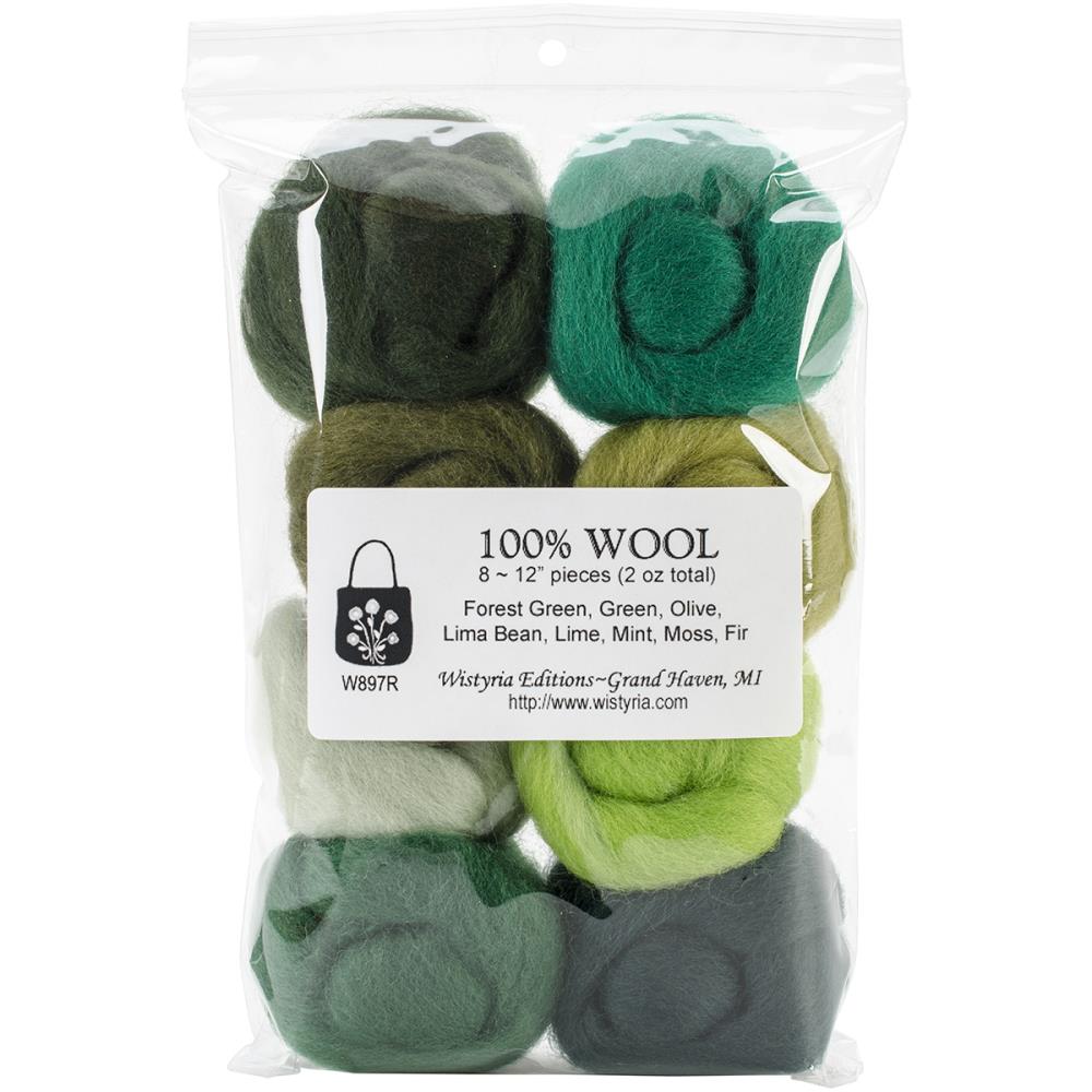 Wistyria Editions Wool Roving 8pcs - Jungle - merriartist.com