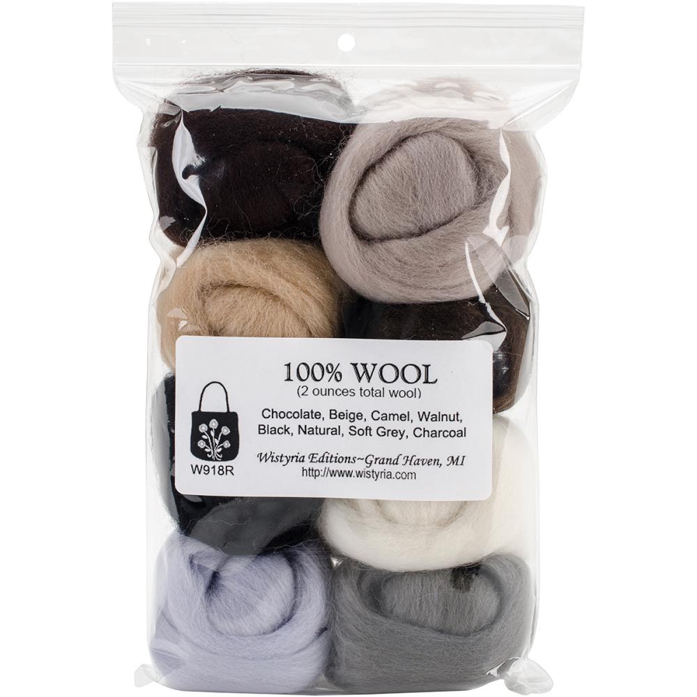 Wistyria Editions Wool Roving 8pcs - Neutrals - merriartist.com