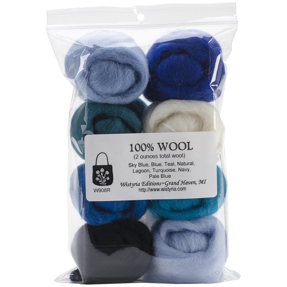 Wistyria Editions Wool Roving 8pcs - The Sea - merriartist.com