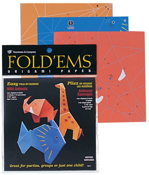 Yasutomo 4311 Fold 'ems Origami Paper - African Animals Project Pack - 5-7/8 inch - merriartist.com