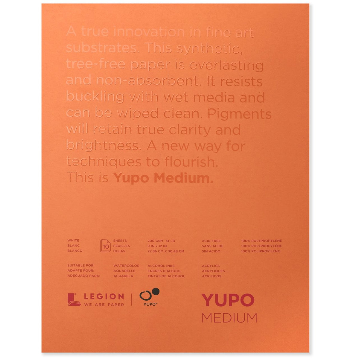 Yupo Pad - 200 gsm (74 lb.) White - 10 sheets 9x12 - merriartist.com