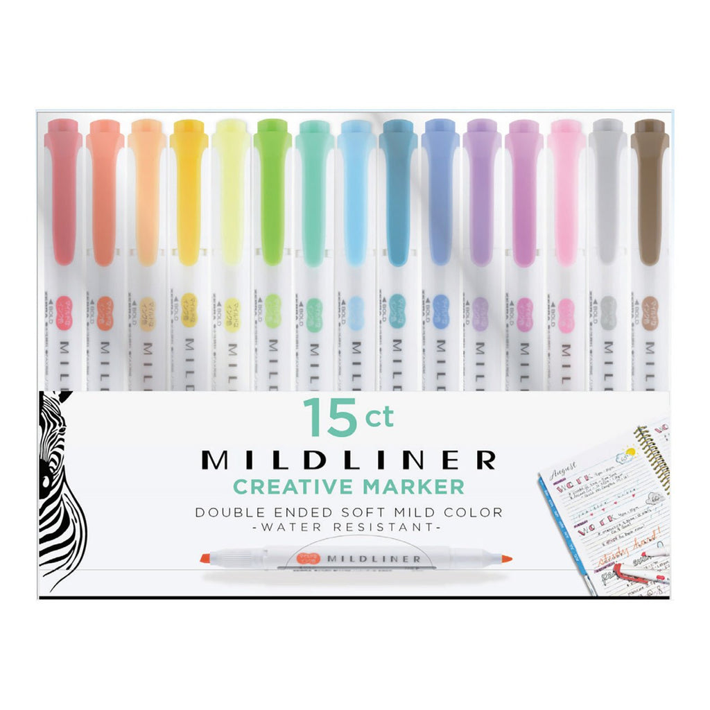 Zebra 2X Pen Mildliner Double Ended Highlighter & Marker Cool & Friendly  Colors