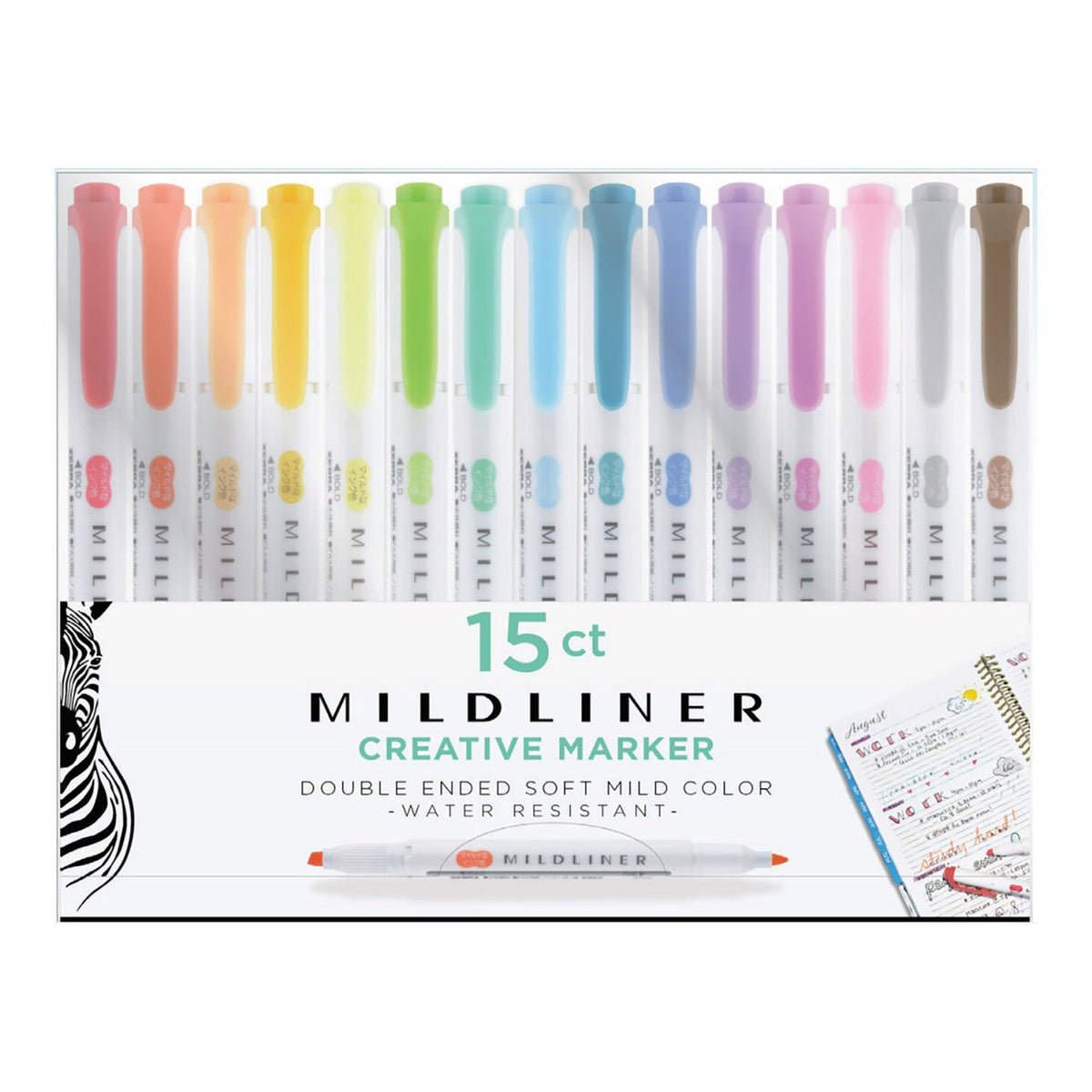 Zebra Mildliner Creative Marker - 15 Color Set - merriartist.com